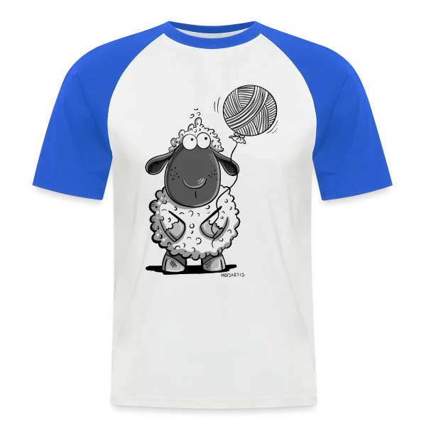 Mouton Loufoque et son Ballon de Laine sur T-shirt baseball manches courtes Homme