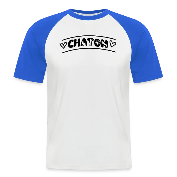 Typographie Chaton Amour sur T-shirt baseball manches courtes Homme