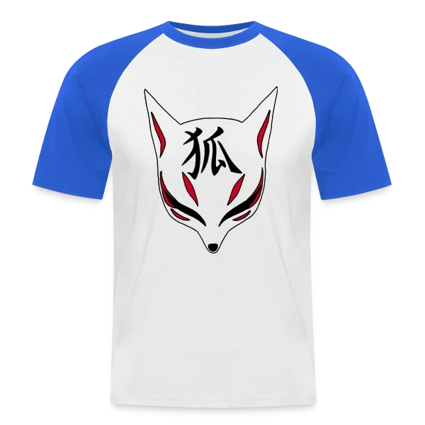 Renard Kitsune Manga & Kanji sur T-shirt baseball manches courtes Homme