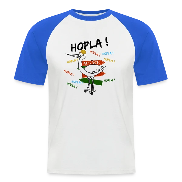 Cigogne Hopla Alsace sur T-shirt baseball manches courtes Homme