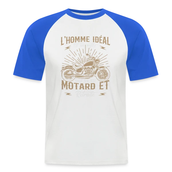 Motard L'Homme Idéal - Humour Moto Biker sur T-shirt baseball manches courtes Homme