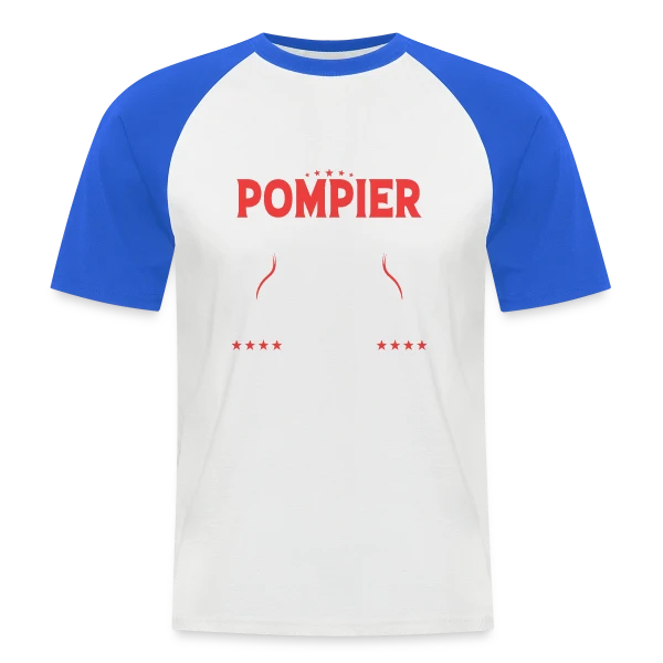 Pompier en Couple - Laissez-moi Demander à Ma Femme ! Humour sur T-shirt baseball manches courtes Homme