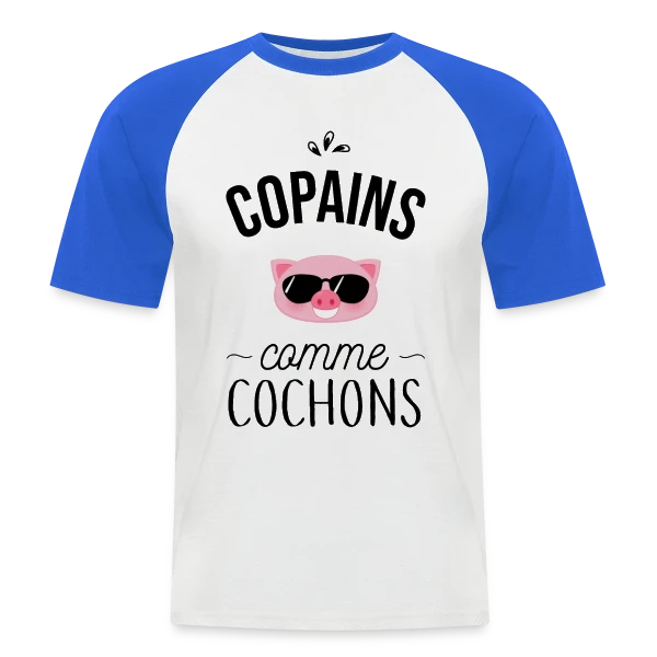 Copains comme Cochons - Duo d'Amis sur T-shirt baseball manches courtes Homme