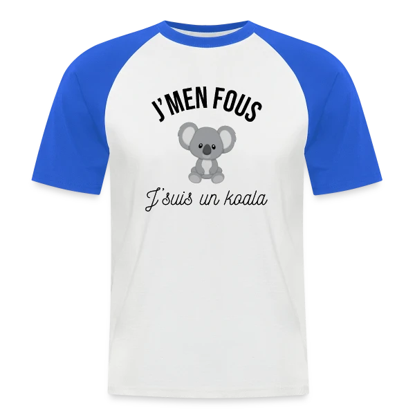 "J'm'en Fous, J'suis un Koala" - Humour Décontracté sur T-shirt baseball manches courtes Homme