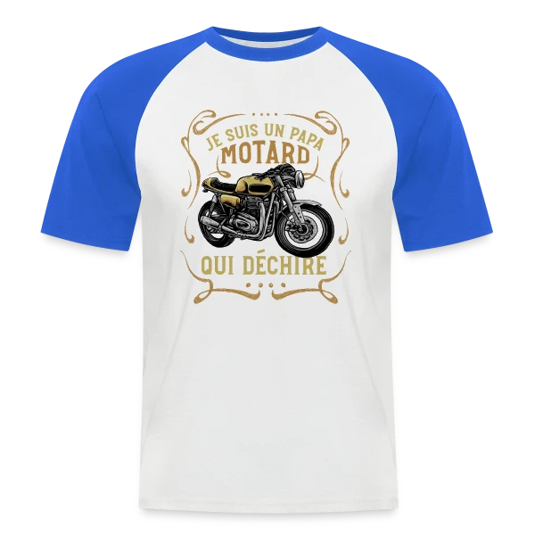 Papa Motard Qui Déchire - Cadeau Humour Moto sur T-shirt baseball manches courtes Homme