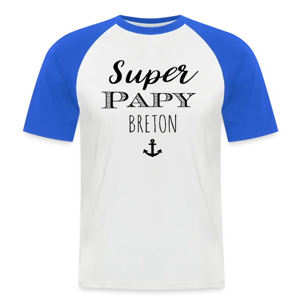 Super Papy Breton sur T-shirt baseball manches courtes Homme