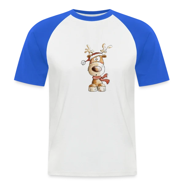 Renne de Noël Rigolo Ho Ho Ho ! sur T-shirt baseball manches courtes Homme