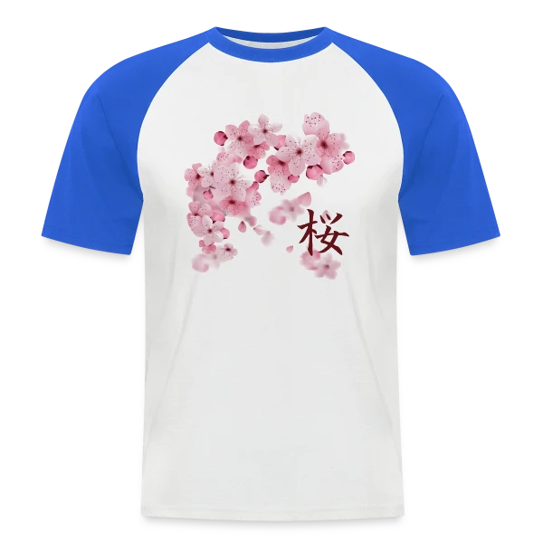 Sakura : Fleurs de Cerisier Japonaises sur T-shirt baseball manches courtes Homme