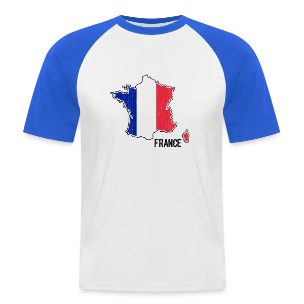 France Tricolore Stylisée sur T-shirt baseball manches courtes Homme
