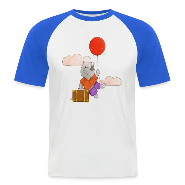 Rhinocéros Volant Ballon sur T-shirt baseball manches courtes Homme