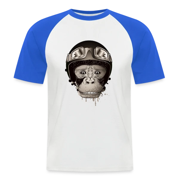 Chimpanzé Motard Rétro – L'Aventure à Deux Roues sur T-shirt baseball manches courtes Homme