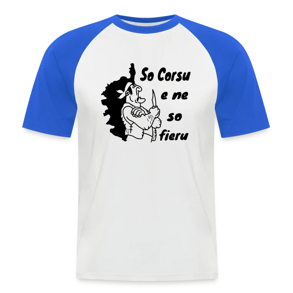 Fier d'être Corse sur T-shirt baseball manches courtes Homme