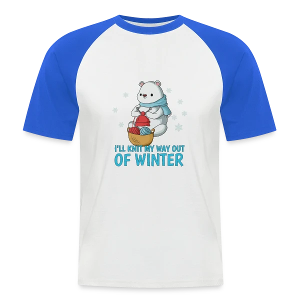 Ours Polaire Tricote l'Hiver sur T-shirt baseball manches courtes Homme