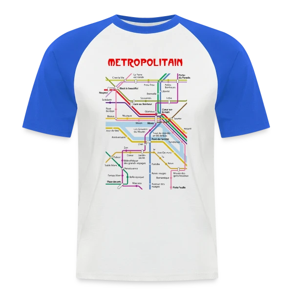 Métro Parisien Poétique sur T-shirt baseball manches courtes Homme