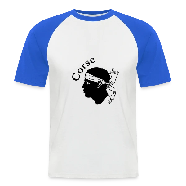 Tête de Maure Corse Texte sur T-shirt baseball manches courtes Homme