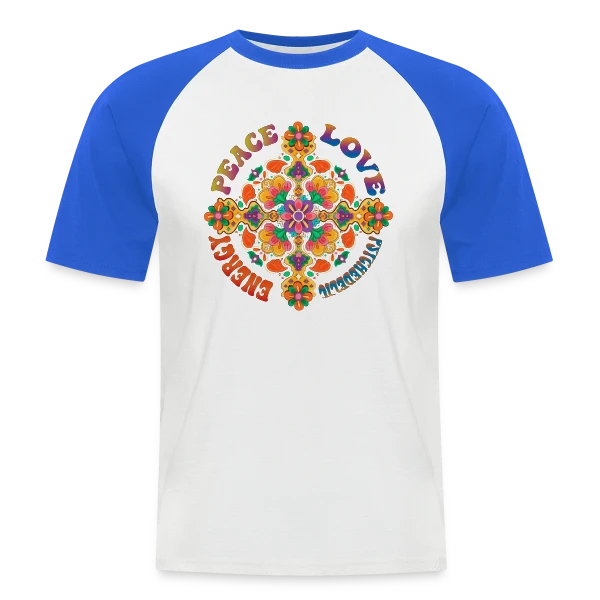 Mandala Psychédélique Peace Love sur T-shirt baseball manches courtes Homme