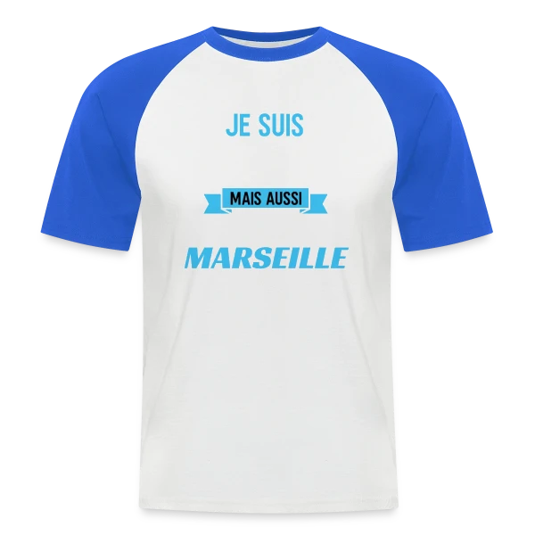 Papa Supporter Marseillais sur T-shirt baseball manches courtes Homme