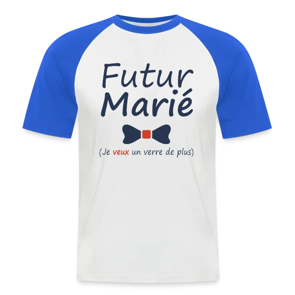 Futur Marié Verre de Plus sur T-shirt baseball manches courtes Homme