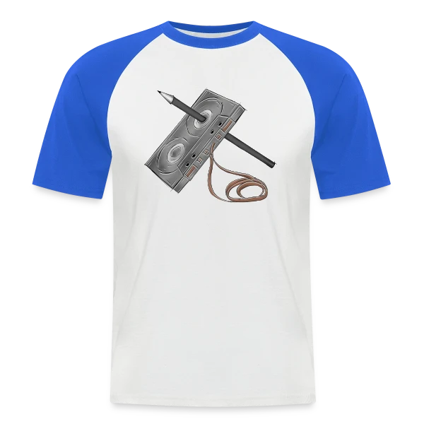 Cassette et Crayon Esquisse sur T-shirt baseball manches courtes Homme