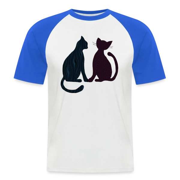 Amour Félin sur T-shirt baseball manches courtes Homme