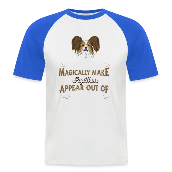 Chien Papillon Magique sur T-shirt baseball manches courtes Homme