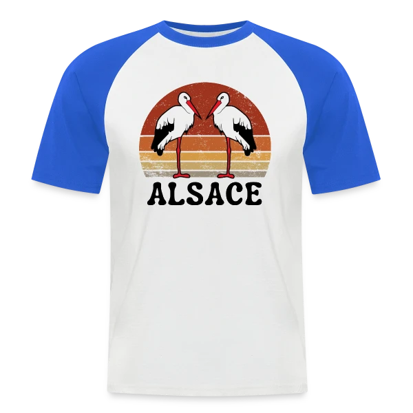Cigognes Alsace Rétro Sunset sur T-shirt baseball manches courtes Homme
