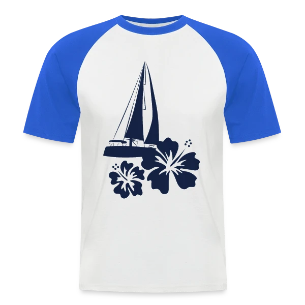Voilier sur l'Océan Pacifique sur T-shirt baseball manches courtes Homme
