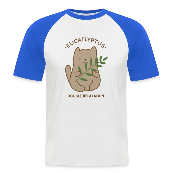 Eucalypchat : Douceur Féline et Eucalyptus sur T-shirt baseball manches courtes Homme