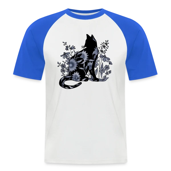 Chat Fleuri Élégant sur T-shirt baseball manches courtes Homme