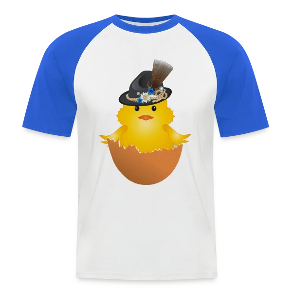 Adorable Poussin Bavarois en Costume Traditionnel sur T-shirt baseball manches courtes Homme