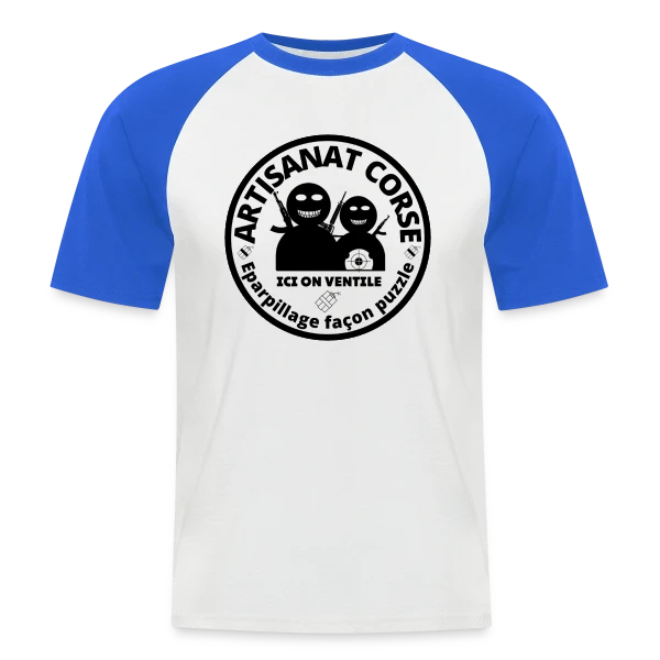 Artisanat Corse Humour Noir sur T-shirt baseball manches courtes Homme