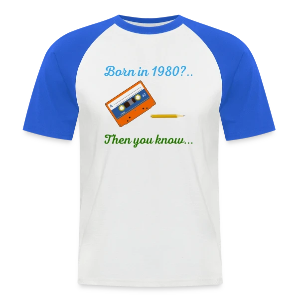 Né en 1980 Cassette sur T-shirt baseball manches courtes Homme