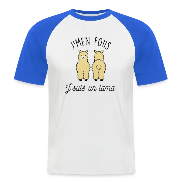 "J'men fous j'suis un lama" - Humour Décalé sur T-shirt baseball manches courtes Homme