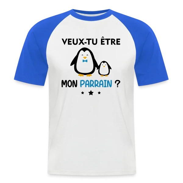 Demande Parrain Pingouins sur T-shirt baseball manches courtes Homme