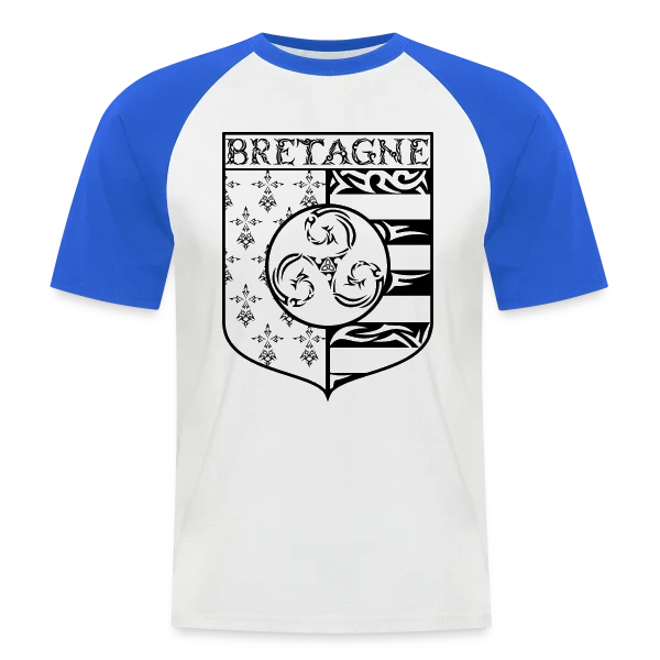 Bretagne - Blason Gwenn Ha Du Triskèle Tribal sur T-shirt baseball manches courtes Homme
