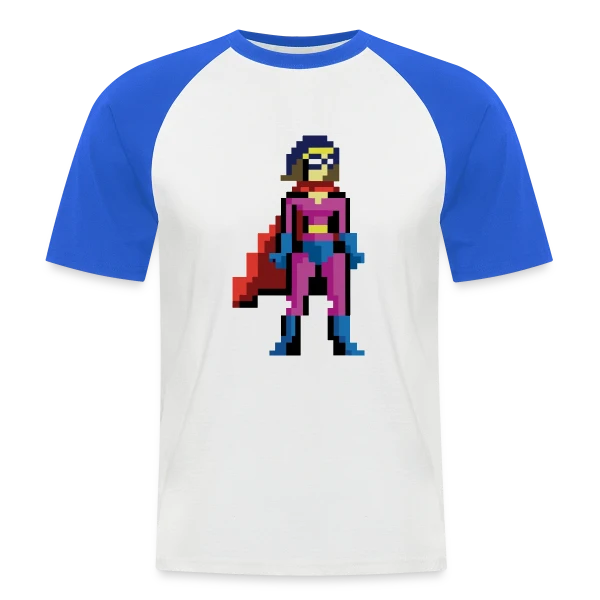 Super-Héroïne Pixel Anna sur T-shirt baseball manches courtes Homme