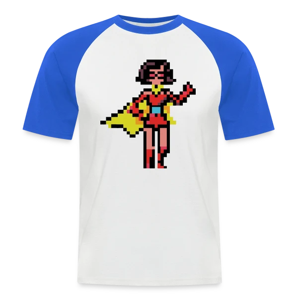 Super-Héroïne Rétro Mag sur T-shirt baseball manches courtes Homme