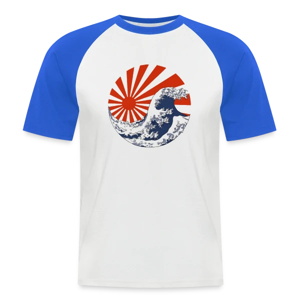 La Grande Vague de Kanagawa & Soleil Levant Yin-Yang sur T-shirt baseball manches courtes Homme