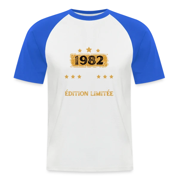 40 Ans Anniversaire : Fabriqué en 1982 Édition Vintage sur T-shirt baseball manches courtes Homme