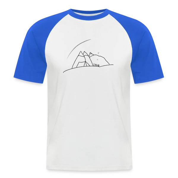 Esquisse Montagne et Tente sur T-shirt baseball manches courtes Homme