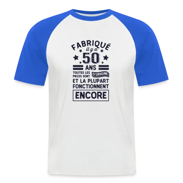 50 Ans Pièces d'Origine sur T-shirt baseball manches courtes Homme