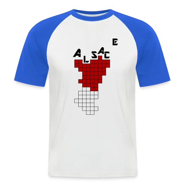 Alsace Pixel Art - Humour Rétrogaming sur T-shirt baseball manches courtes Homme