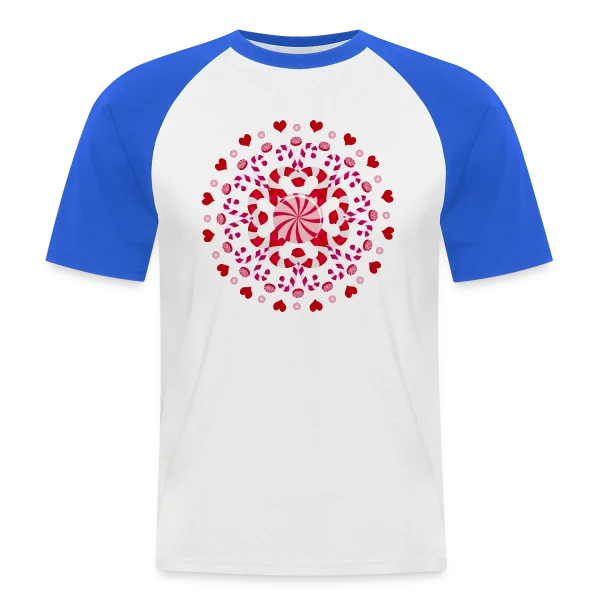 Ornement Sucre d'Orge Rouge pour Noël sur T-shirt baseball manches courtes Homme