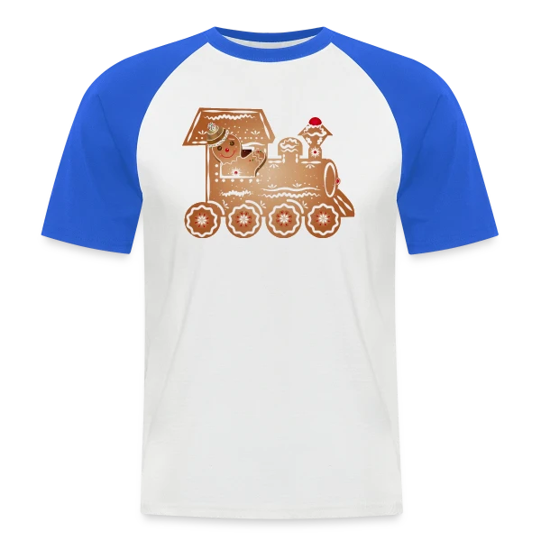 Bonhomme en Pain d'Épices Conducteur de Train de Noël sur T-shirt baseball manches courtes Homme