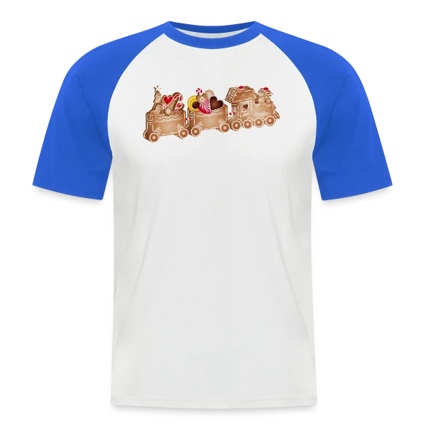 Adorable Train de Pain d'Épices 3D pour Noël sur T-shirt baseball manches courtes Homme