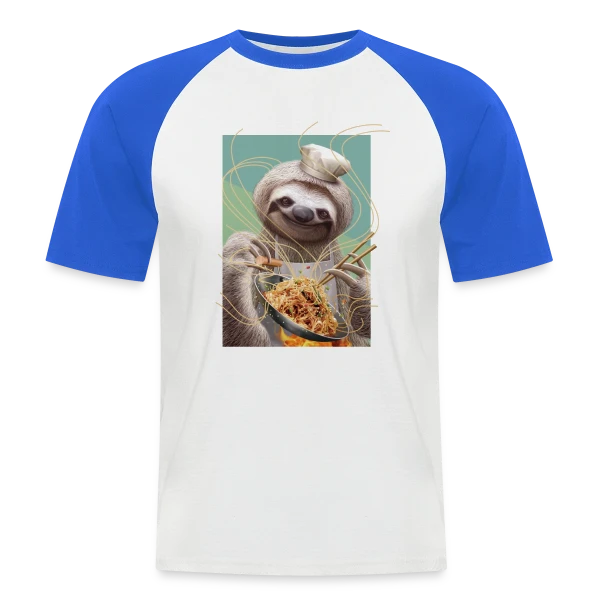Le Paresseux Chef des Nouilles Sautées sur T-shirt baseball manches courtes Homme