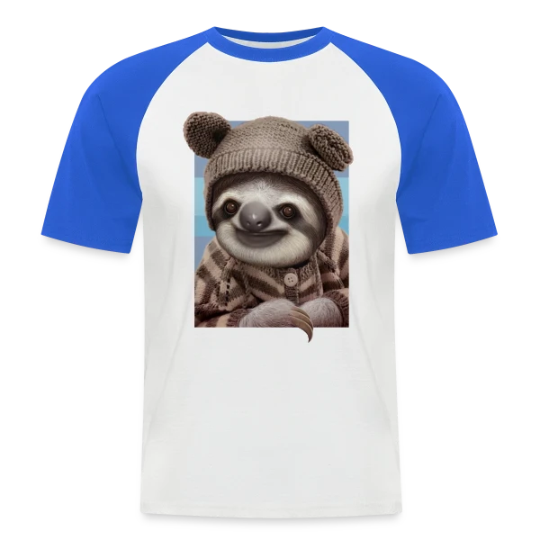 Bébé Paresseux en Pull Hivernal sur T-shirt baseball manches courtes Homme