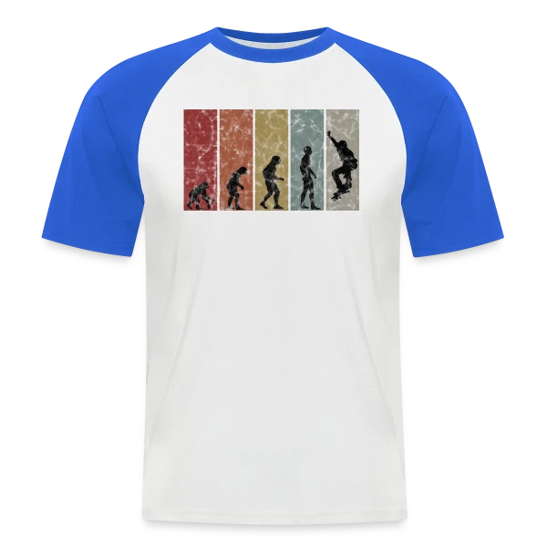 Évolution Rétro Skateboarder sur T-shirt baseball manches courtes Homme