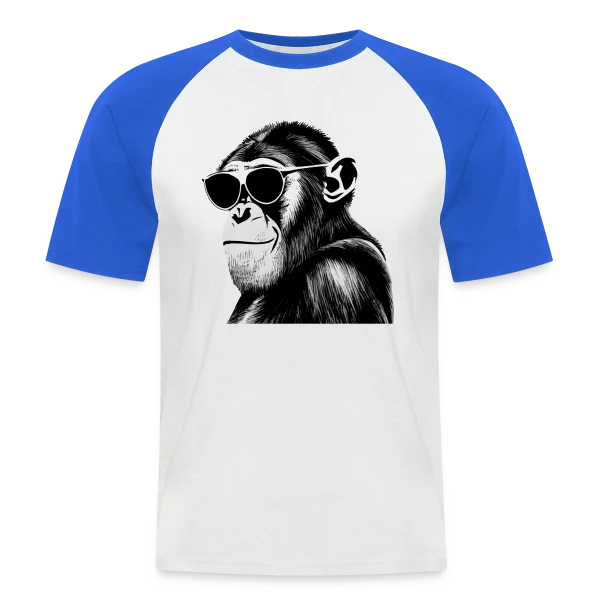Chimpanzé Cool Lunettes sur T-shirt baseball manches courtes Homme
