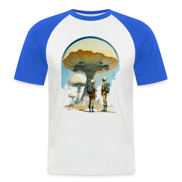 Astro-Champignons 70s Sci-Fi Spatial sur T-shirt baseball manches courtes Homme